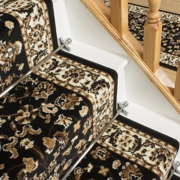 runrug USA Persian Black Stair Carpet Runner Length: 10 foot - WIDT