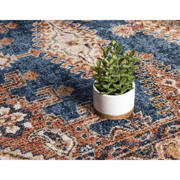 7& Round Larissa Utopia Rug Navy Blue/Brown - Unique Loom