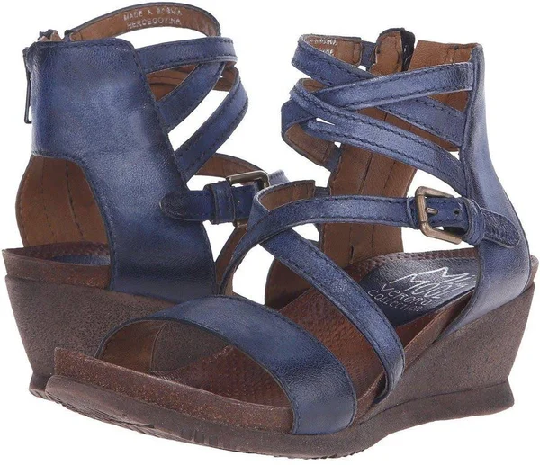 Miz Mooz Shay Women's Wedge Sandal Navy Size 38