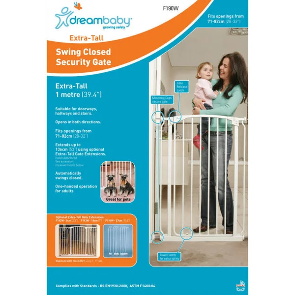 Dreambaby Chelsea Tall Auto Close Stay Open Security Gate Black - F190B