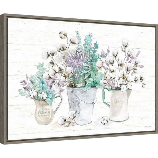 Amanti Art Farmhouse Cotton I Framed Canvas Print - Grey, 23x16