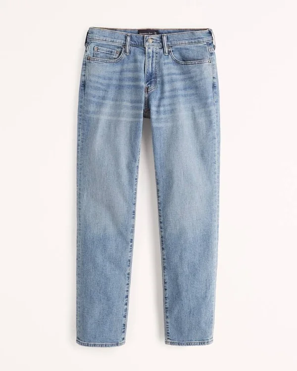 Men's Straight Jeans in Light Medium Wash, Size 32 x 34, Abercrombie & Fitch