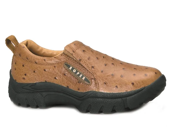 Roper Western Shoes Mens Wide Ostrich Slip on Tan 09-020-0601-8350 TA