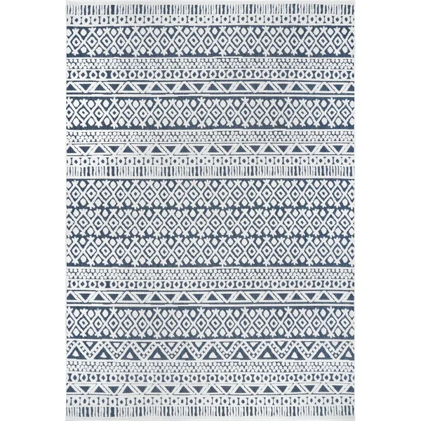 nuLOOM Tina Textured Geometric Banded Area Rug - 9' x 12' - Blue