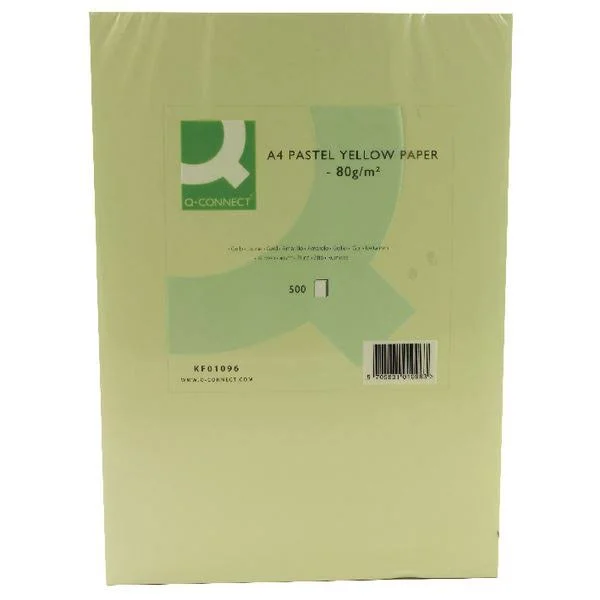 Q-Connect Coloured Copier Paper A4 80gsm Yellow Ream Pack of 500