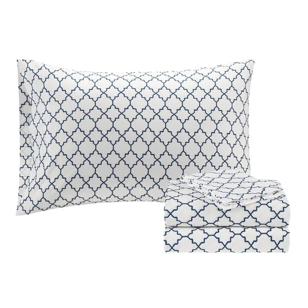 Madison Park Essentials Cole Navy Reversible Complete Comforter and Cotton Sheet Set - Twin XL
