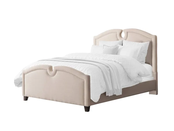 CorLiving Fairfield Cream Fabric Curved Top Bed, King