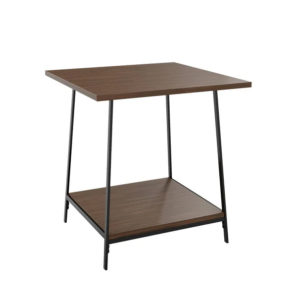 Brookside Eliza 22 in. Dark Oak Rectangle Metal and Wood End Table with Storage Shelf