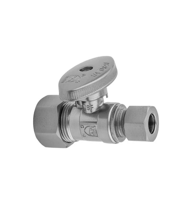 Jaclo 623-7-SN Quarter Turn Straight Pattern 5/8x22 O.D. Compression (Fits 1/2x22 Copper) x 1/2x22 O.D. Supply Valve - Satin Nic