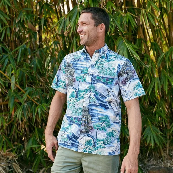 Reyn Spooner Men's Hawaiian Aloha Shirt, Scenic Print - Button Front