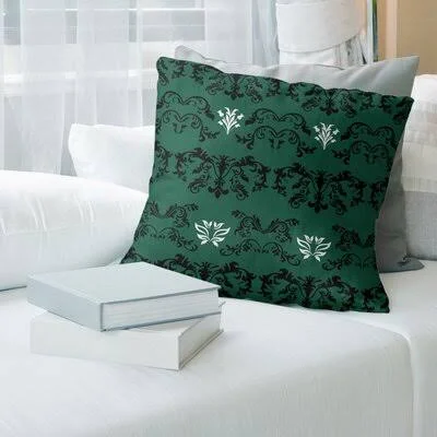 New York Fly Football Baroque Square Pillow Cover East Urban Home Color: Green/Black/White, Size: 16x22 x 16