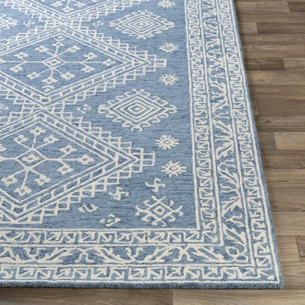 Bohemian BHS-0083107 Tufted Wool Denim Medallion Rug, 5& x 7&6x22