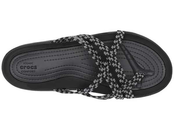 Crocs Swiftwater Braided Web Flip (Black/Black) Women's Sandals