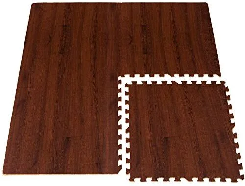 Sorbus Wood Grain Floor Mats Foam Interlocking Mats Tile 3/8-Inch Thick Flooring Wood Mat Tiles Borders - Home Office Playroom B