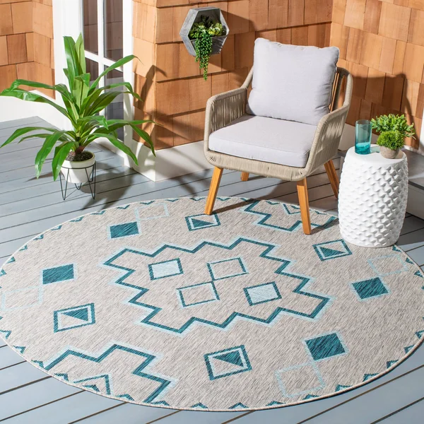 Safavieh 6&-7x22 x 6&-7x22 Round Courtyard CY8533-37121 Aqua, Grey Rug