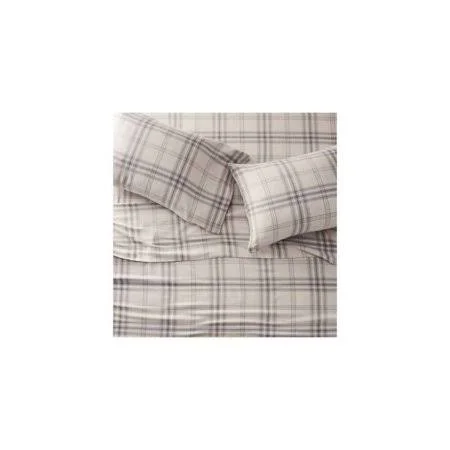 Eddie Bauer Unisex-Adult Portuguese Flannel Sheet Set - Plaids & Heathers - Size: Full, Beige