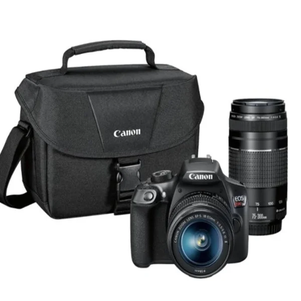 Canon EOS Rebel T7 24.1 MP SLR - Black - EF-S 18-55mm IS II and EF 75-300mm III Lenses