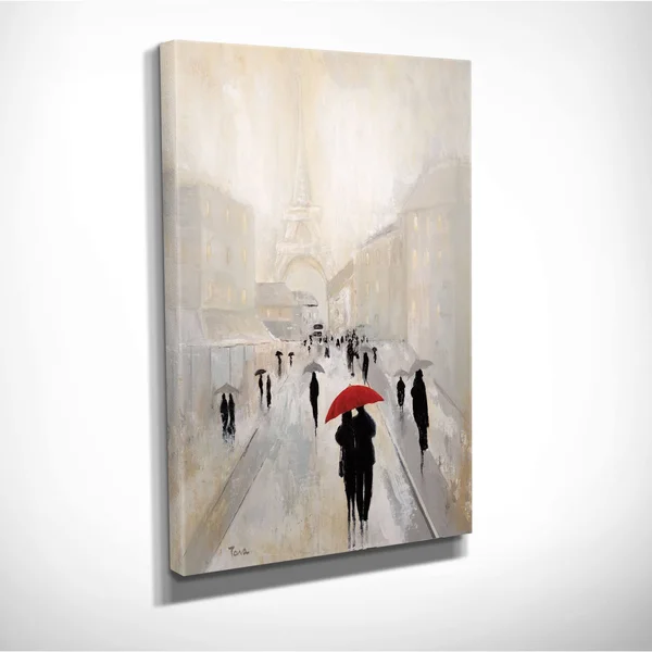 Wexford Home &Misty in Paris& by Janet Brignola-Tava Painting Print on Wrapped Canvas - Red