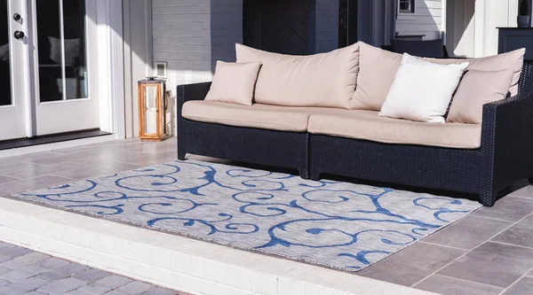 Unique Loom Outdoor Curl Rug, Light Gray (9& 0 x 12& 0)