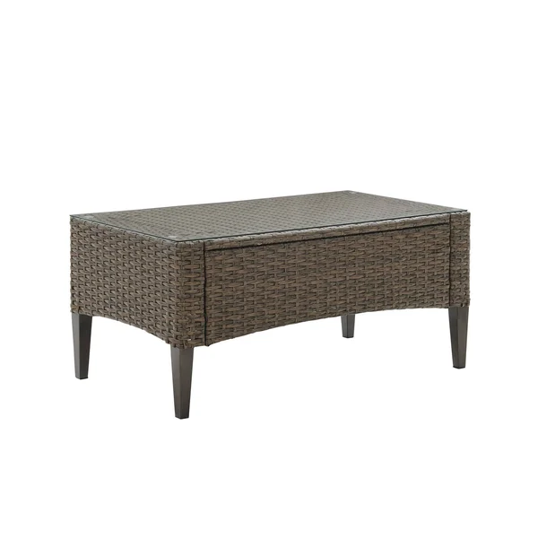 Crosley Rockport Outdoor Wicker Coffee Table Brown