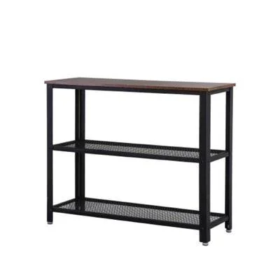 Industrial Console Table, Hallway Table with 2 Mesh Shelves, Side Table and Sideboard, Living Room, Corridor, Steel, Black 17 Sto