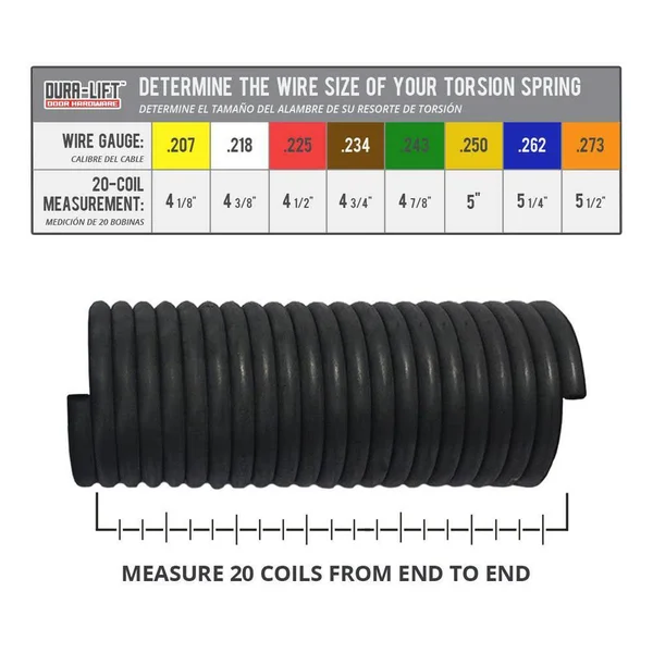 Dura-lift .207 x 1.75 inch x 23 inch Torsion Garage Door Spring (Yellow - Left Wound), Size: 1.75 Inner Diameter