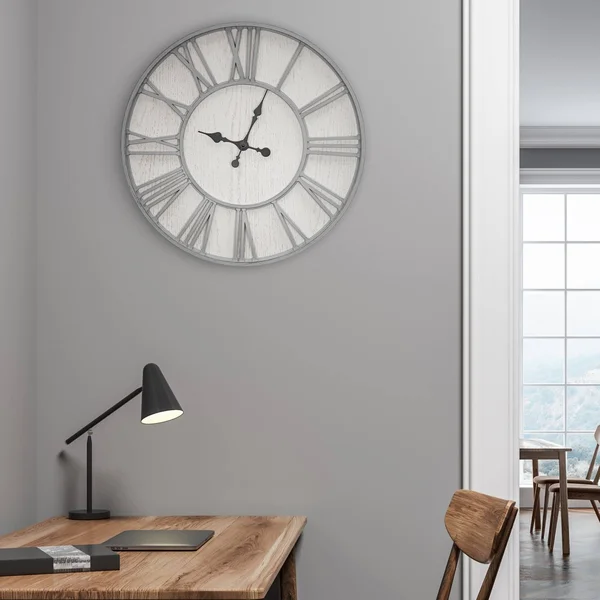 Whitewashed Oversized Wall Clock - 24x22