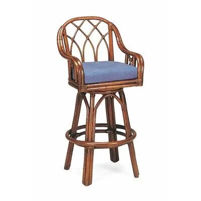 Edgewater 24x22 Swivel Counter Stool Braxton Culler Frame Color: Kiwi - Upholstery Color: Gray and White Performance Stripe; 0261