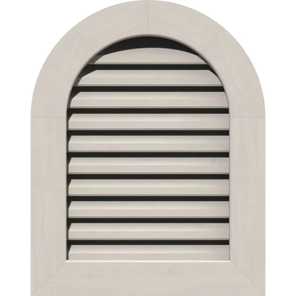 Ekena Millwork GVWRT12X3401SFPWR 12x22W x 34x22H Round Top Gable Vent (17x22W x 39x22H Frame Size): Primed - Functional, Smooth W