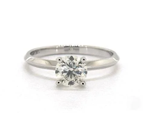 Classic Knife-Edge Solitaire Engagement Ring in 18K White Gold 2mm Width Band (Setting Price)