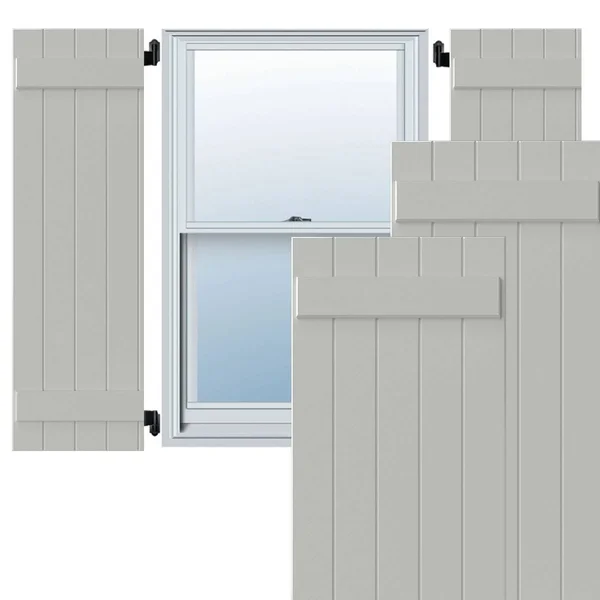 Ekena Millwork CWB18X058WHC 18x22W x 58x22H Exterior Five Board (2 Batten) Composite Board-n-Batten Shutters (Per Pair) - White