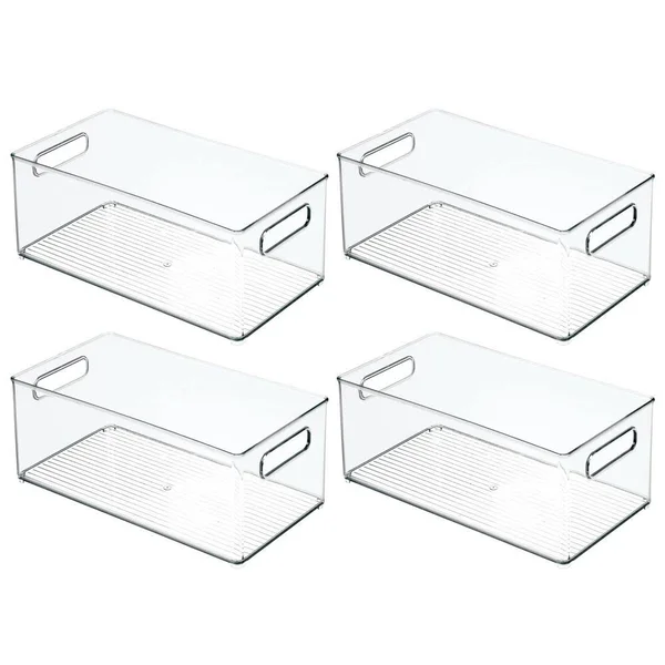 mDesign Deep Plastic Kitchen Storage Organizer Container Bin with Handles for