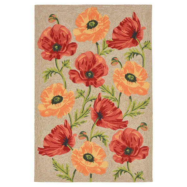 Liora Manne Ravella Icelandic Poppies Indoor/Outdoor Rug Natural 42x22x66x22