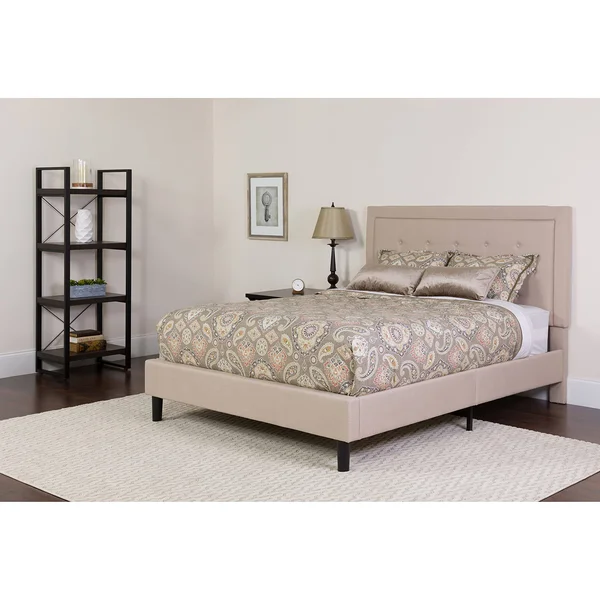 Roxbury Tufted Upholstered Platform Bed - Beige - Twin
