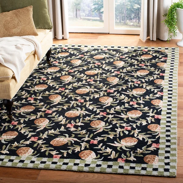 Safavieh Chelsea HK164A 4&0x22 x 4&0x22 Round Black, Ivory Area Rug