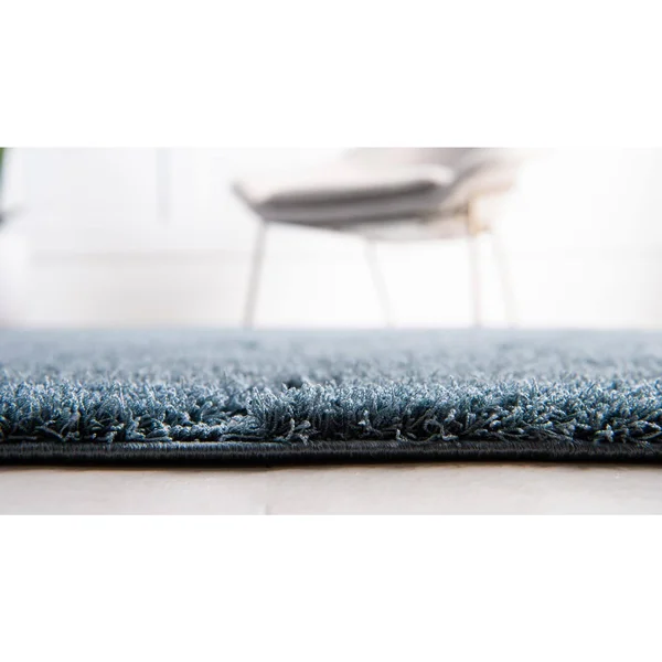 Unique Loom Carved Floral Shag Area Rug (5& x 8& - Blue)
