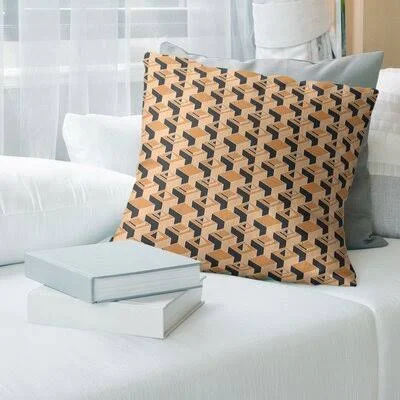 Skyscrapers Pattern Throw Pillow Brayden Studio Color: Orange, Size: 20x22 x 20