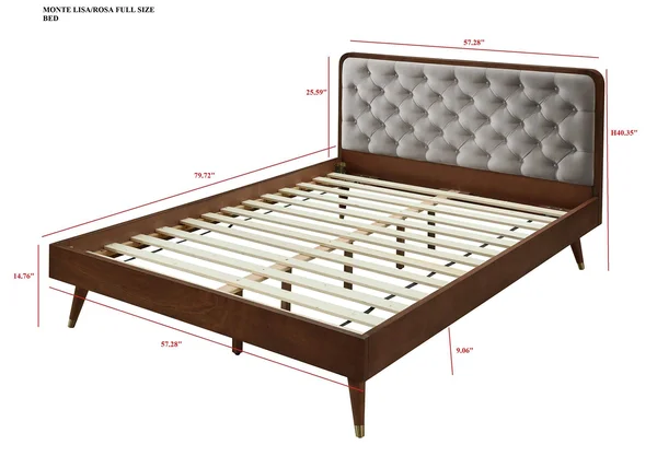 New Spec Monte Lisa Mid-Century Modern Queen Platform Bed in Gray