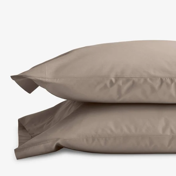 Company Cotton Percale Pillowcases - Mocha - Brown - Size King, The Company Store