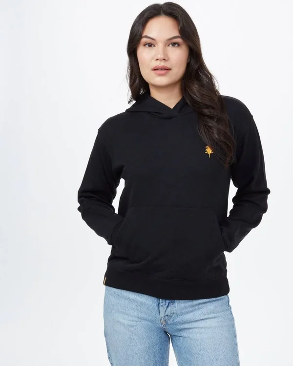 tentree Women's TreeFleece Golden Spruce Hoodie - Sustainably Made Hoodies - Organic Cotton - Black - Size: L