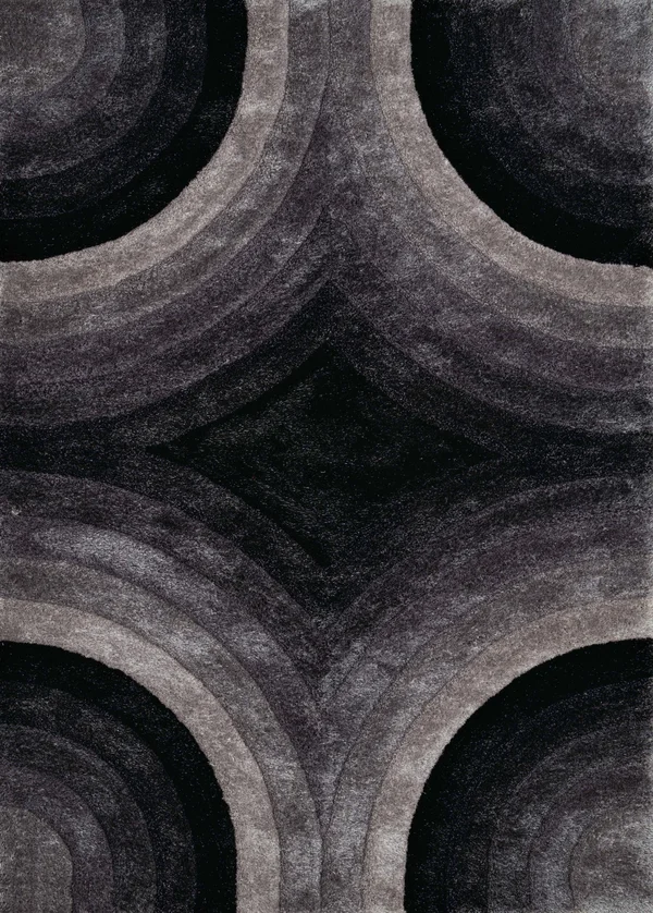 63x22 x 86x22 x 1.2x22 Black Polyester Area Rug