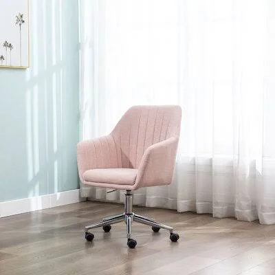 Home Office Desk Task Linen Home Computer Chair with Mid-Back Modern Adjustable Swivel Chair with Arms Corrigan Studio Upholster