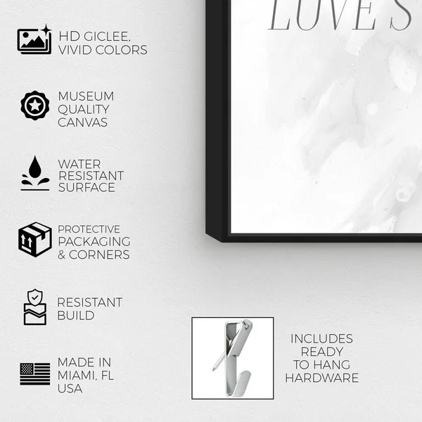 Oliver Gal 'My Favorite Love Story' Typography and Quotes Wall Art Framed Canvas Print Family Quotes and Sayings - Gray, Gold