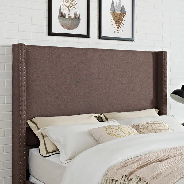 Crosley Casey Wingback Upholstered King/Cal King Headboard in Bourbon Linen (CF90006-601BO)