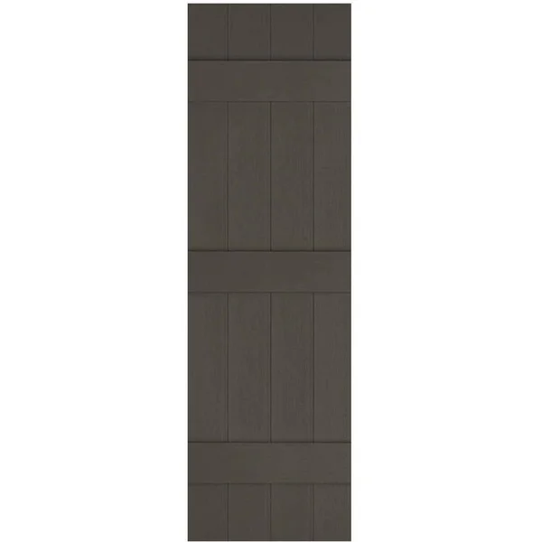14 inchw x 94 inchh Lifetime Vinyl - Custom Four Board Joined (3 Batten), Board-n-Batten Shutters, Musket Brown