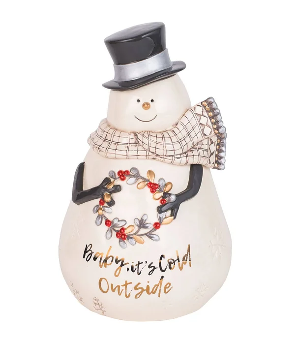 Fitz and Floyd Wintry Woods Snowman Cookie Jar