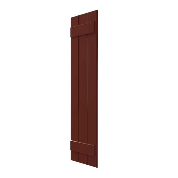 Ekena Millwork Exterior 3 Composite Wood Board-n-Batten Shutter (Set of 2), Size: 25 inch H x 12 inch W x 1 inch D, Red