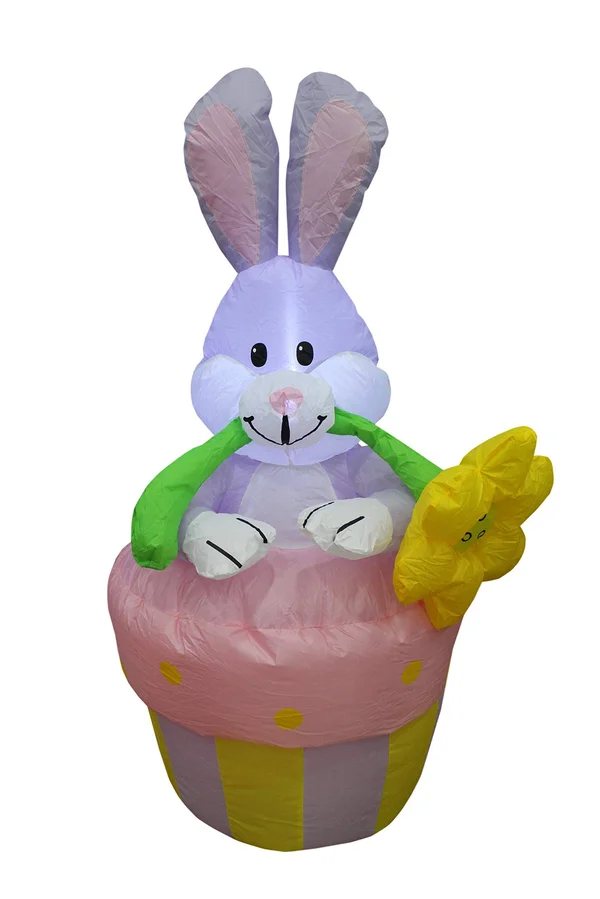 BZB Goods 4 Foot Party Inflatable Bunny on Flowerpot - Yard Blow Up Decoration