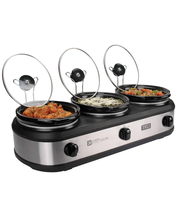 Tru Triple Slow Cooker - Silver
