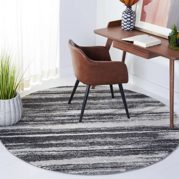 Safavieh Retro Dark Grey/ Light Grey Rug (6& x 6& Round)